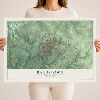 Map of Bardstown, Kentucky, 18 x 24 inch unframed archival matte print