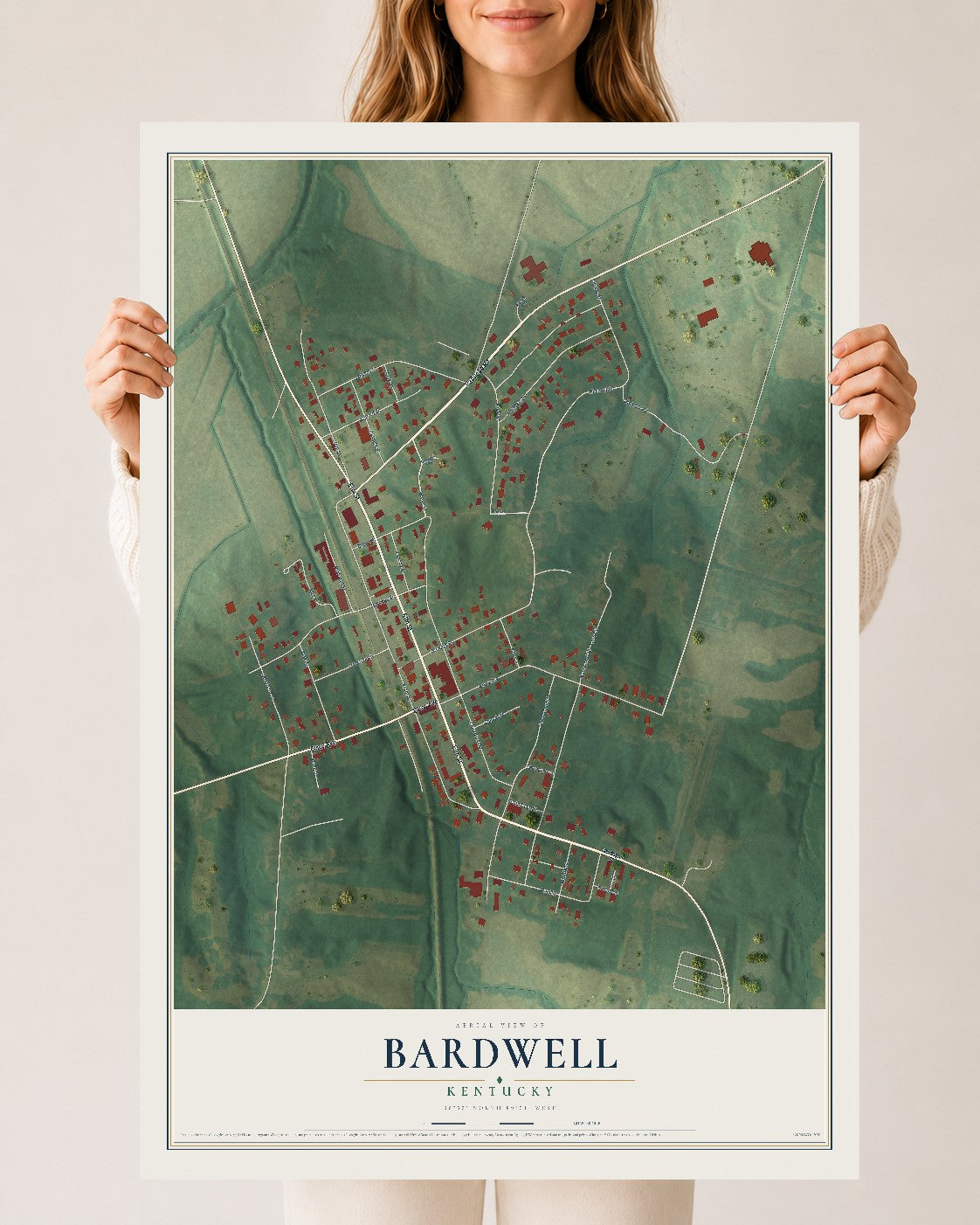 Map of Bardwell, Kentucky, 24 x 36 inch unframed archival matte print