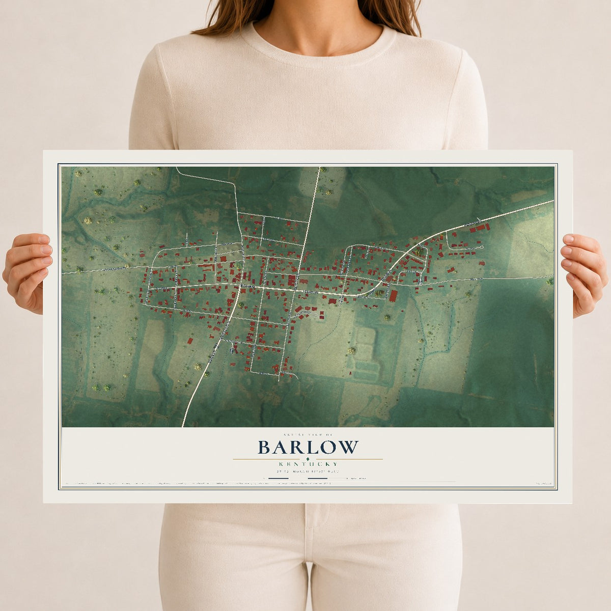 Map of Barlow, Kentucky, 12 x 18 inch unframed archival matte print