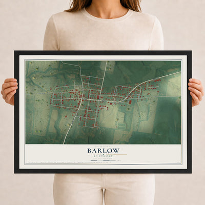 Map of Barlow, Kentucky, 12 x 18 inch print in a black wood frame