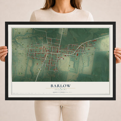 Map of Barlow, Kentucky, 18 x 24 inch print in a black wood frame