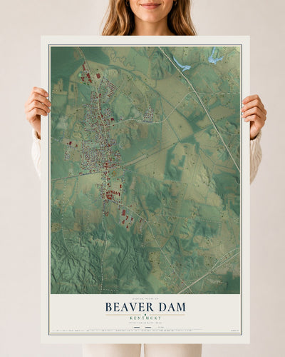 Map of Beaver Dam, Kentucky, 24 x 36 inch unframed archival matte print
