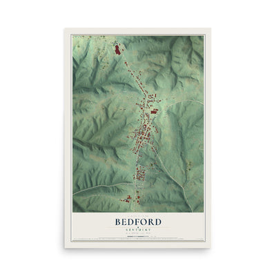 Map of Bedford, Kentucky, 12 x 18 inch unframed archival matte print