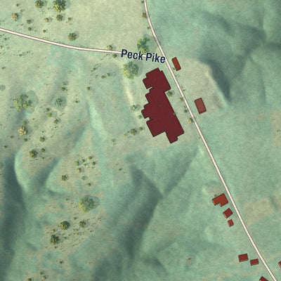 Second close-up of the map of Bedford, Kentucky print showing more streets and buildings