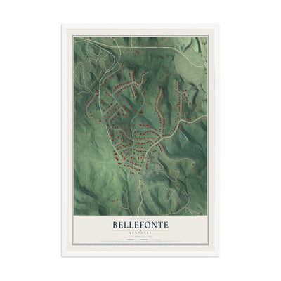 Map of Bellefonte, Kentucky, 12 x 18 inch print in a white wood frame