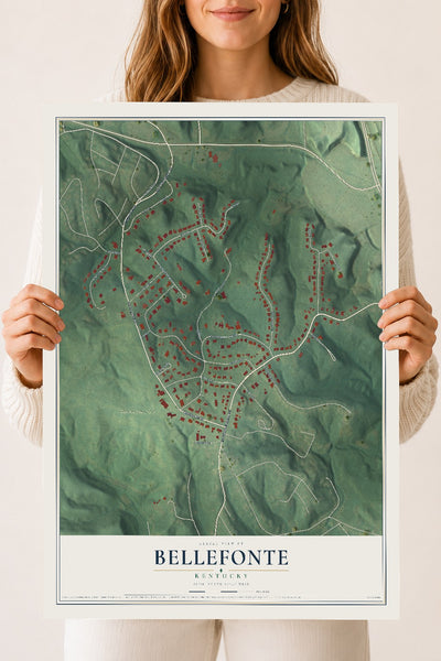 Map of Bellefonte, Kentucky, 18 x 24 inch unframed archival matte print