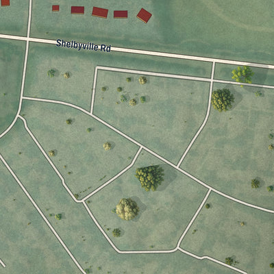Second close-up of the map of Bellemeade, Kentucky print showing more streets and buildings
