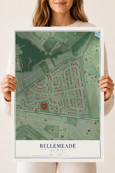 Map of Bellemeade, Kentucky, 18 x 24 inch unframed archival matte print