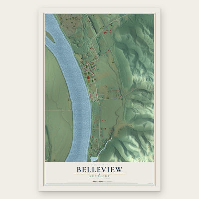 Belleview, Kentucky map print, the full design