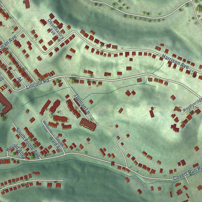 Second close-up of the map of Bellevue, Kentucky print showing more streets and buildings