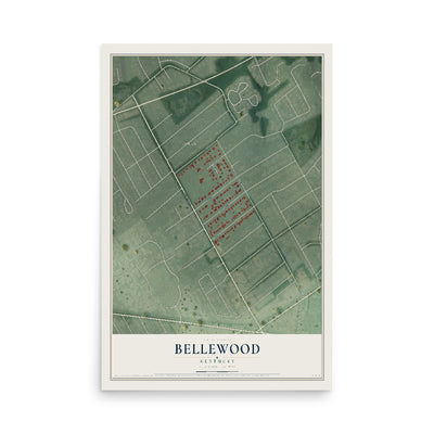 Map of Bellewood, Kentucky, 12 x 18 inch unframed archival matte print