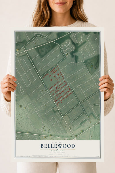 Map of Bellewood, Kentucky, 18 x 24 inch unframed archival matte print