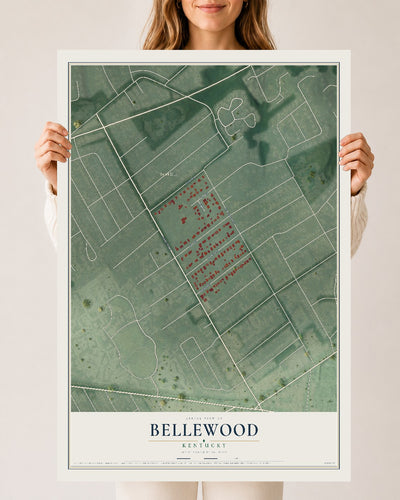 Map of Bellewood, Kentucky, 24 x 36 inch unframed archival matte print