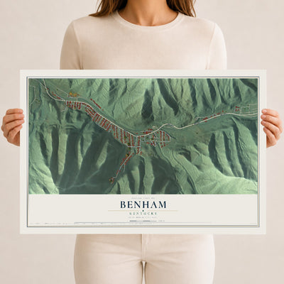 Map of Benham, Kentucky, 12 x 18 inch unframed archival matte print