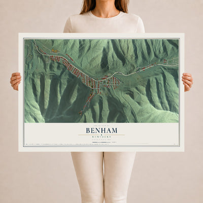 Map of Benham, Kentucky, 24 x 36 inch unframed archival matte print