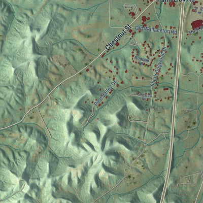 Second close-up of the map of Berea, Kentucky print showing more streets and buildings