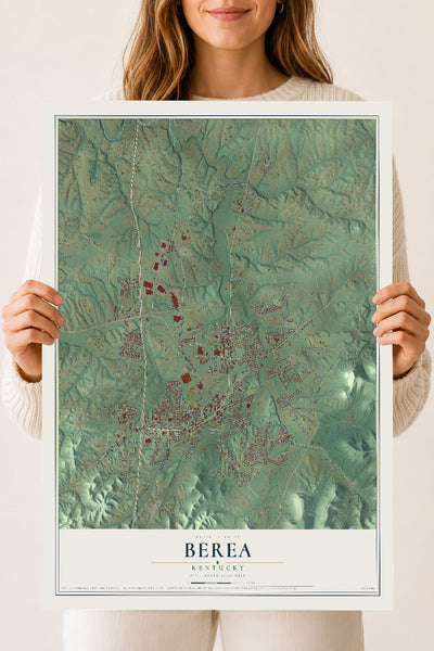 Map of Berea, Kentucky, 18 x 24 inch unframed archival matte print