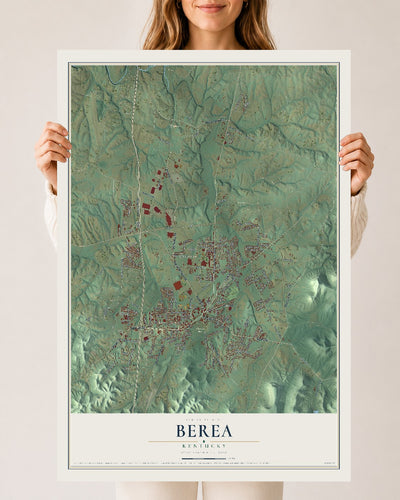Map of Berea, Kentucky, 24 x 36 inch unframed archival matte print