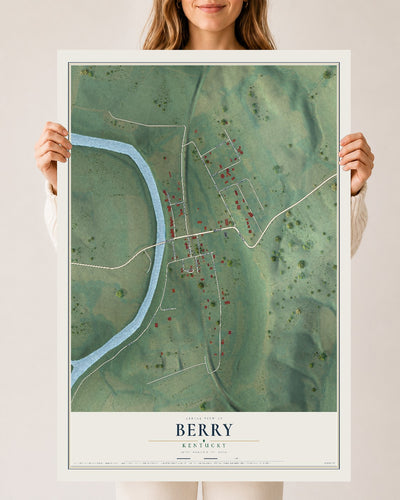 Map of Berry, Kentucky, 24 x 36 inch unframed archival matte print