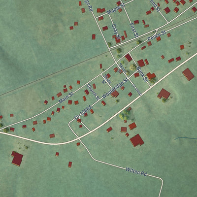 Close-up of the map of Big Clifty, Kentucky print showing street and building detail