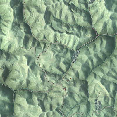 Close-up of the map of Big Creek, Kentucky print showing street and building detail