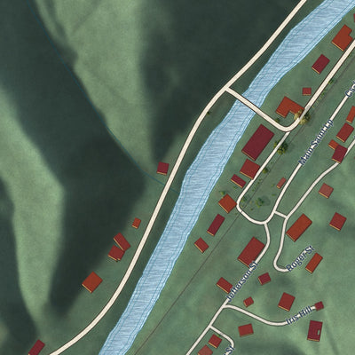 Close-up of the map of Blackey, Kentucky print showing street and building detail