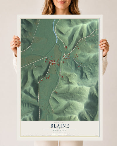 Map of Blaine, Kentucky, 24 x 36 inch unframed archival matte print