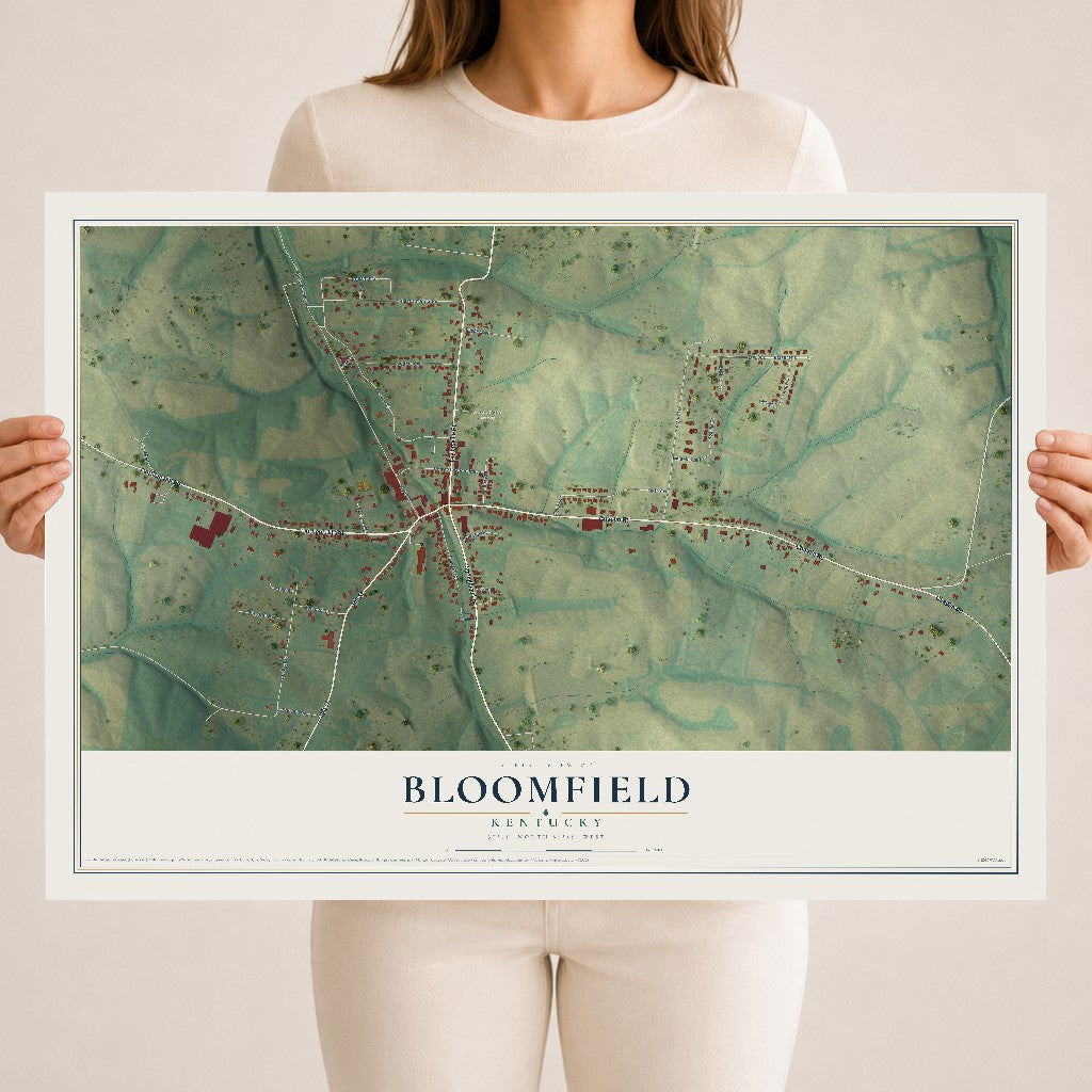 Map of Bloomfield, Kentucky, 18 x 24 inch unframed archival matte print