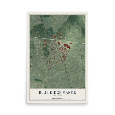Map of Blue Ridge Manor, Kentucky, 12 x 18 inch unframed archival matte print