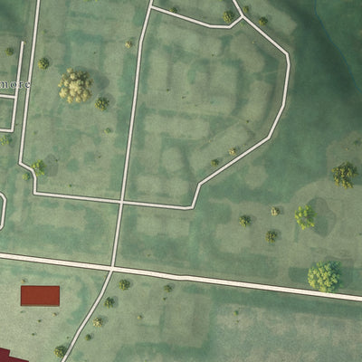 Second close-up of the map of Blue Ridge Manor, Kentucky print showing more streets and buildings