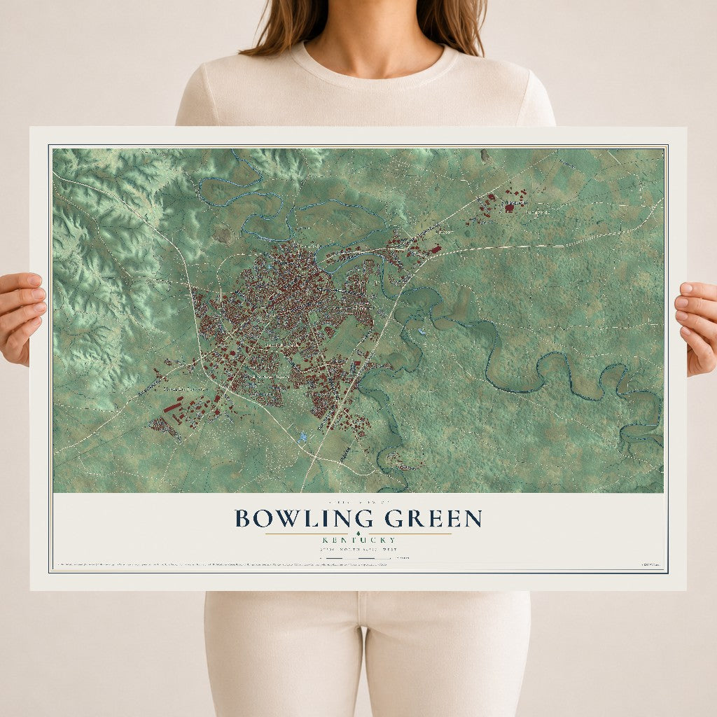 Map of Bowling Green, Kentucky, 18 x 24 inch unframed archival matte print