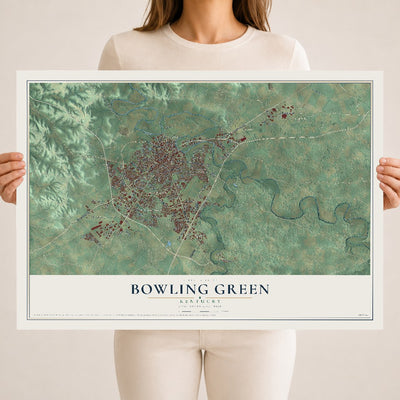 Map of Bowling Green, Kentucky, 18 x 24 inch unframed archival matte print