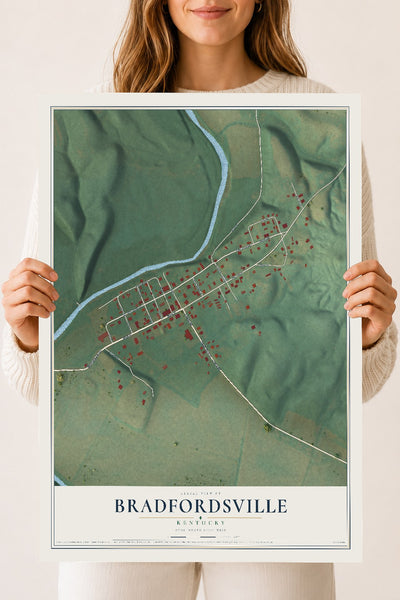 Map of Bradfordsville, Kentucky, 18 x 24 inch unframed archival matte print