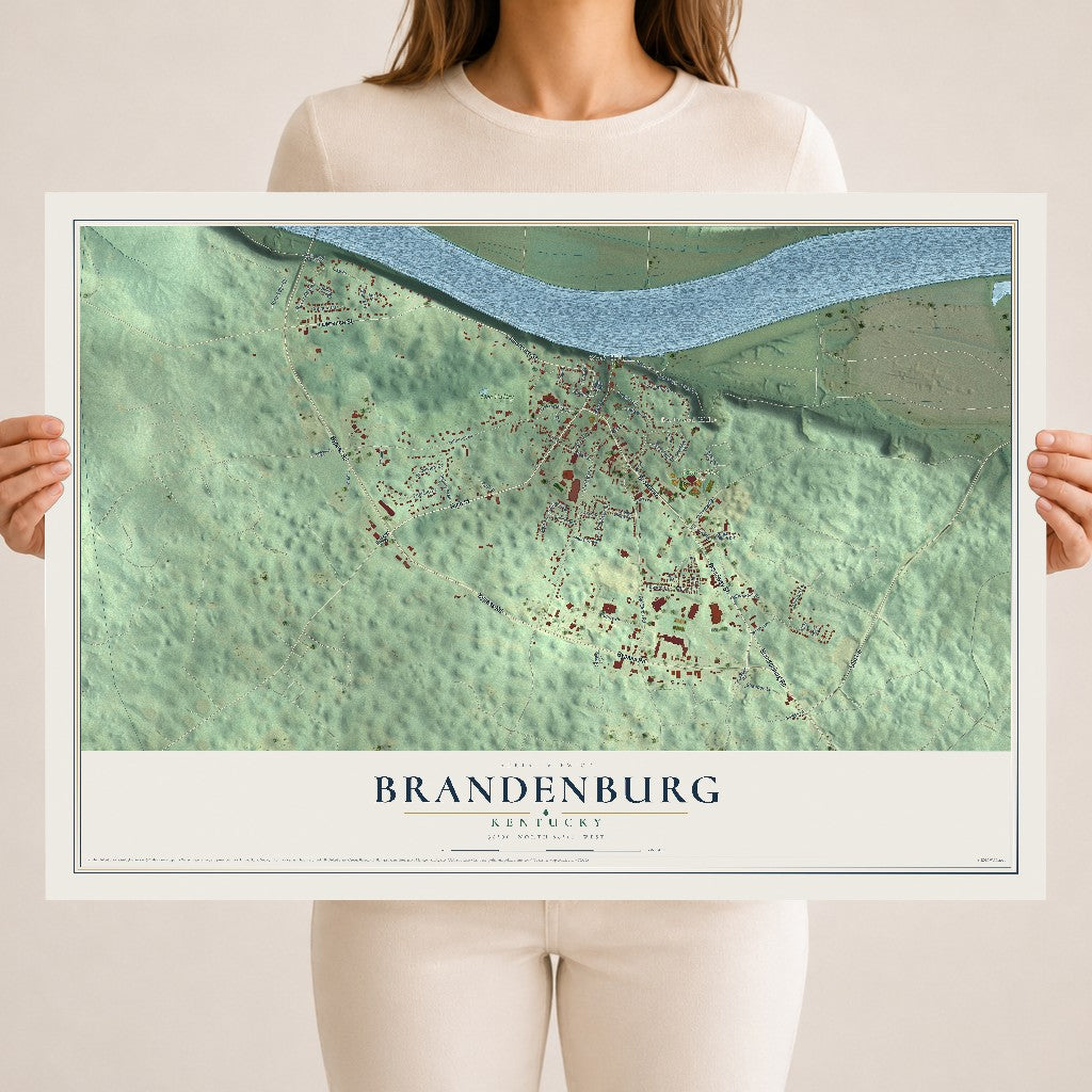 Map of Brandenburg, Kentucky, 18 x 24 inch unframed archival matte print
