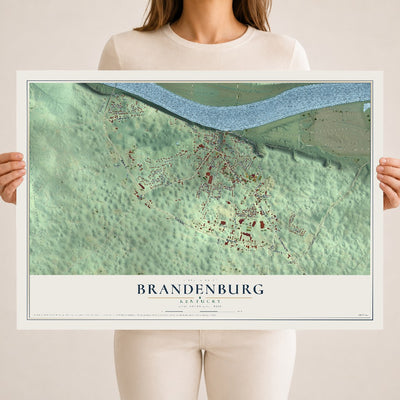Map of Brandenburg, Kentucky, 18 x 24 inch unframed archival matte print