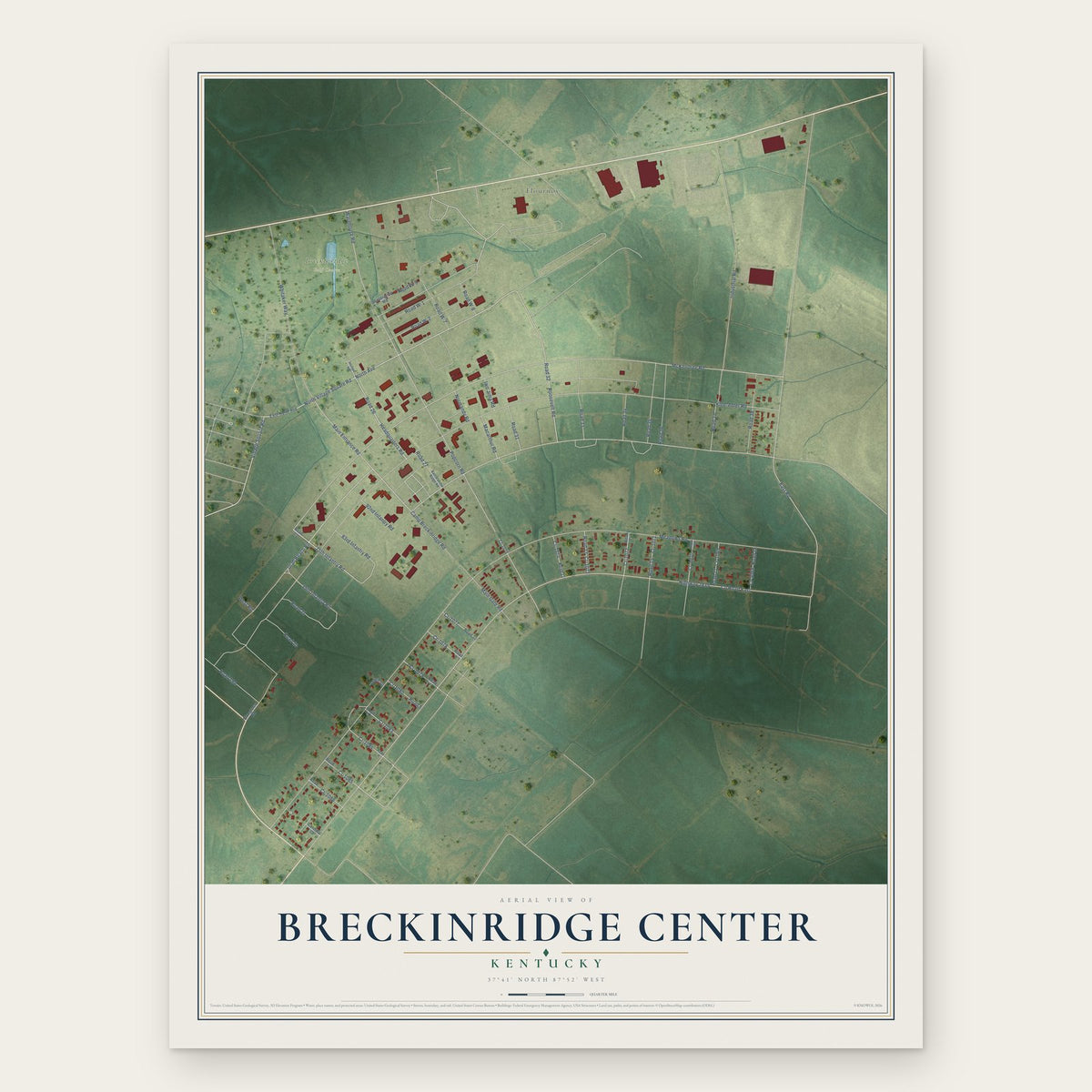 Breckinridge Center, Kentucky map print, the full design