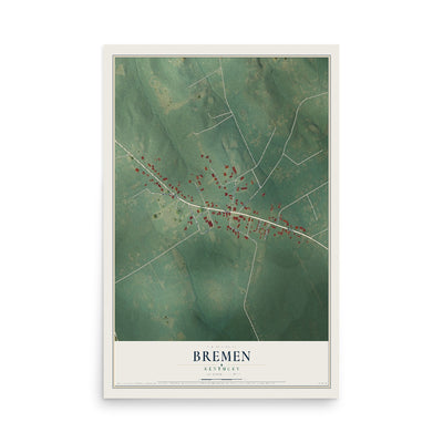 Map of Bremen, Kentucky, 12 x 18 inch unframed archival matte print
