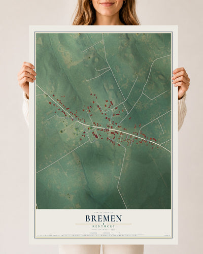 Map of Bremen, Kentucky, 24 x 36 inch unframed archival matte print
