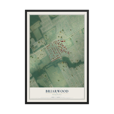 Map of Briarwood, Kentucky, 12 x 18 inch print in a black wood frame