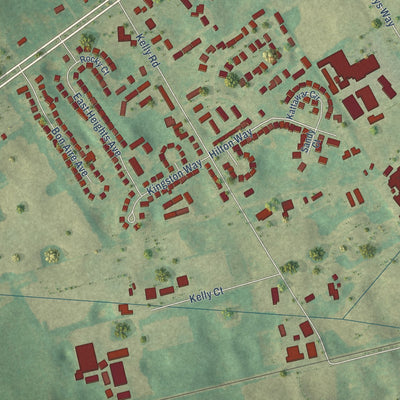 Close-up of the map of Bristow, Kentucky print showing street and building detail