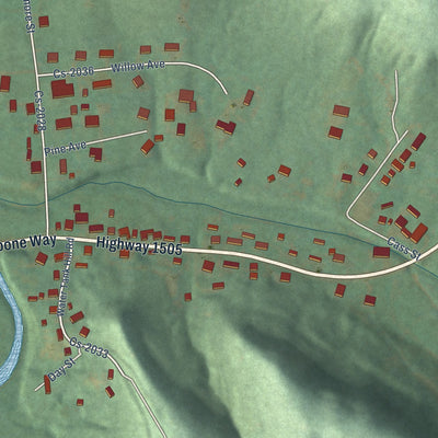 Second close-up of the map of Brodhead, Kentucky print showing more streets and buildings