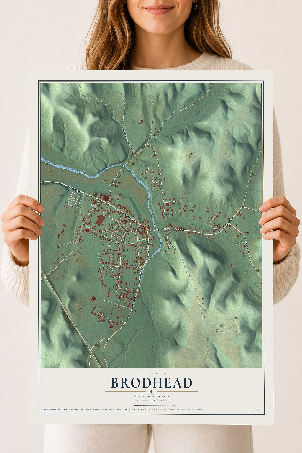 Map of Brodhead, Kentucky, 18 x 24 inch unframed archival matte print