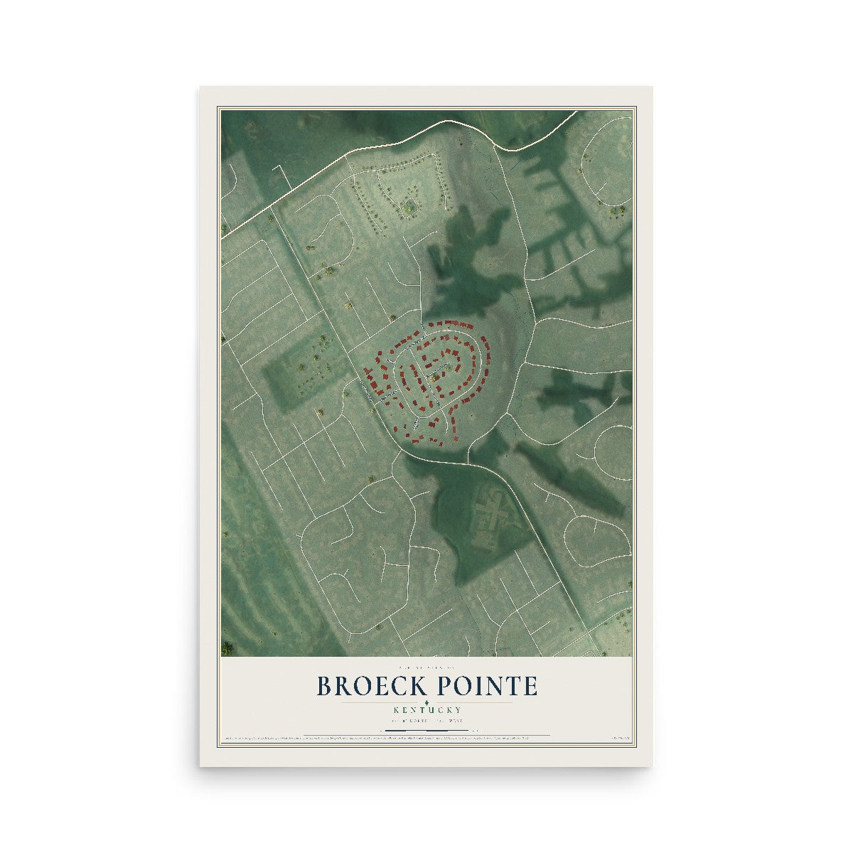 Map of Broeck Pointe, Kentucky, 12 x 18 inch unframed archival matte print