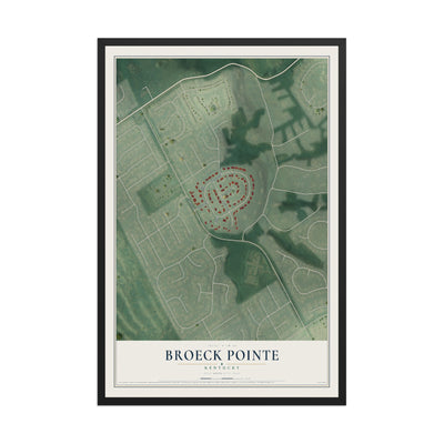 Map of Broeck Pointe, Kentucky, 12 x 18 inch print in a black wood frame