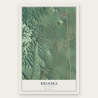 Brooks, Kentucky map print, the full design