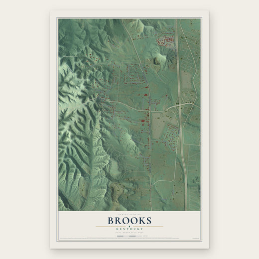 Brooks, Kentucky map print, the full design
