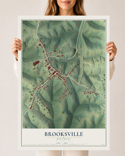 Map of Brooksville, Kentucky, 24 x 36 inch unframed archival matte print
