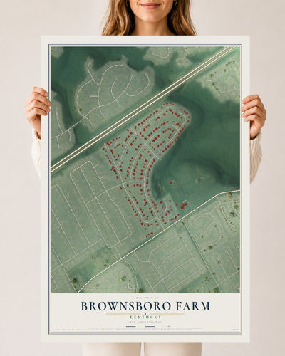 Map of Brownsboro Farm, Kentucky, 24 x 36 inch unframed archival matte print