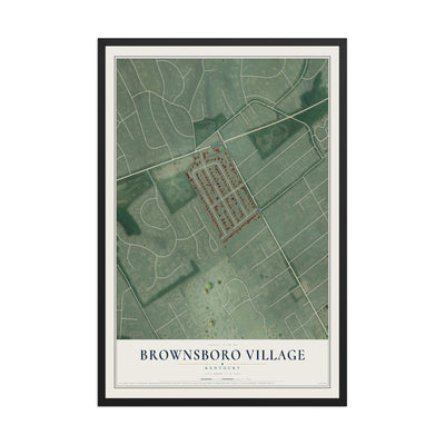 Map of Brownsboro Village, Kentucky, 12 x 18 inch print in a black wood frame