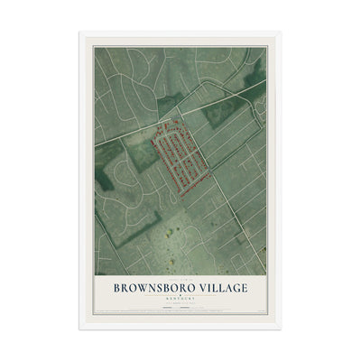 Map of Brownsboro Village, Kentucky, 12 x 18 inch print in a white wood frame